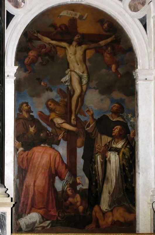 Cristo Crocifisso con i santi Lorenzo, Domenico, Francesco e Bernardo - Chiesa di S. Cassiano Martire, Venezia